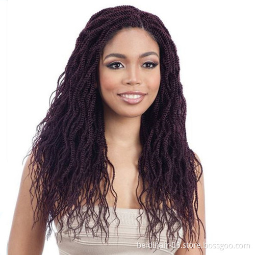 Senegalese Twist Crochet Braids Wavy Senegalese Braids  Synthetic Hair Braids Preloop Extensions 18inch 15strands/pack